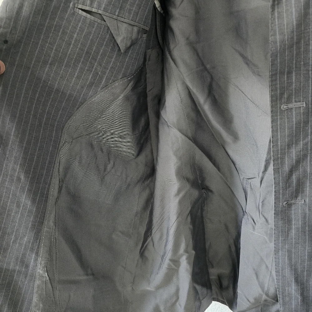 Banana Republic Blazer Sports Coat Men 44L Gray PinStriped 2button Exellcent - Picture 7 of 15